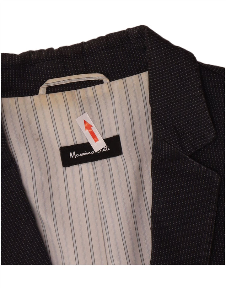 Massimo Dutti Dame 1 Knap Blazer Jakke EU 44 XL Navy Blue Nålestribe