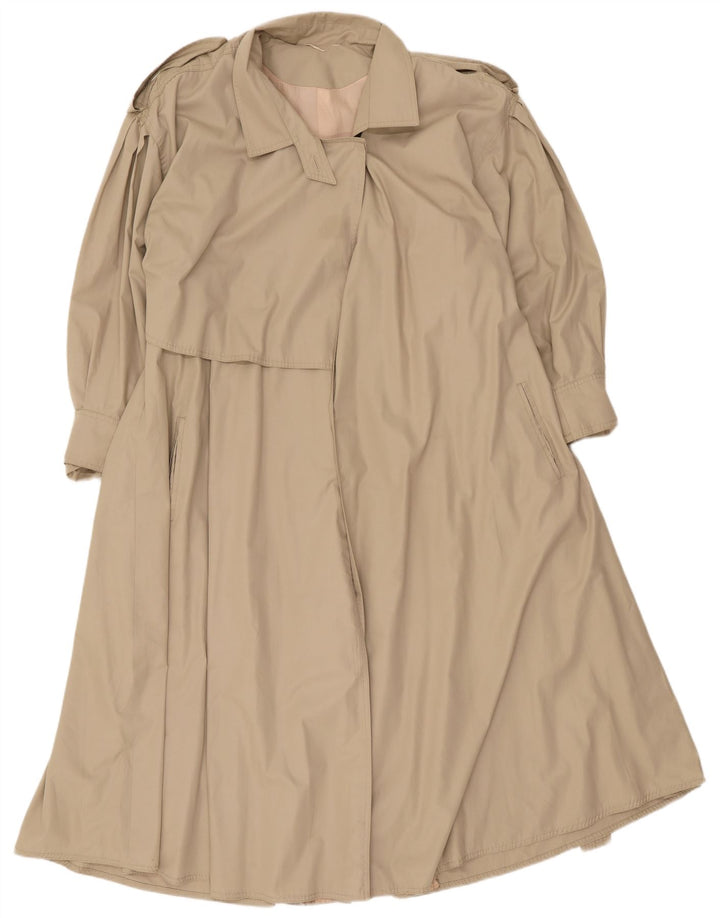 Vintage Trench Coat til kvinder UK 14 Medium Beige Polyester