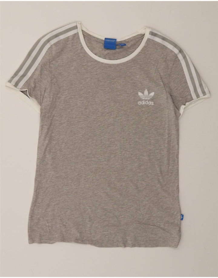 Adidas Dame T-Shirt Top UK 12 Medium Grå Bomuld