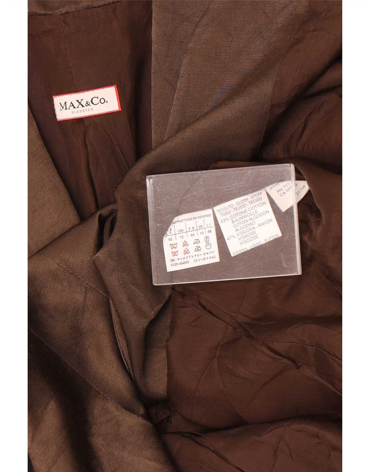 Max & Co. Dame Wrap Blazer Jacket UK 14 Stor brun bomuld