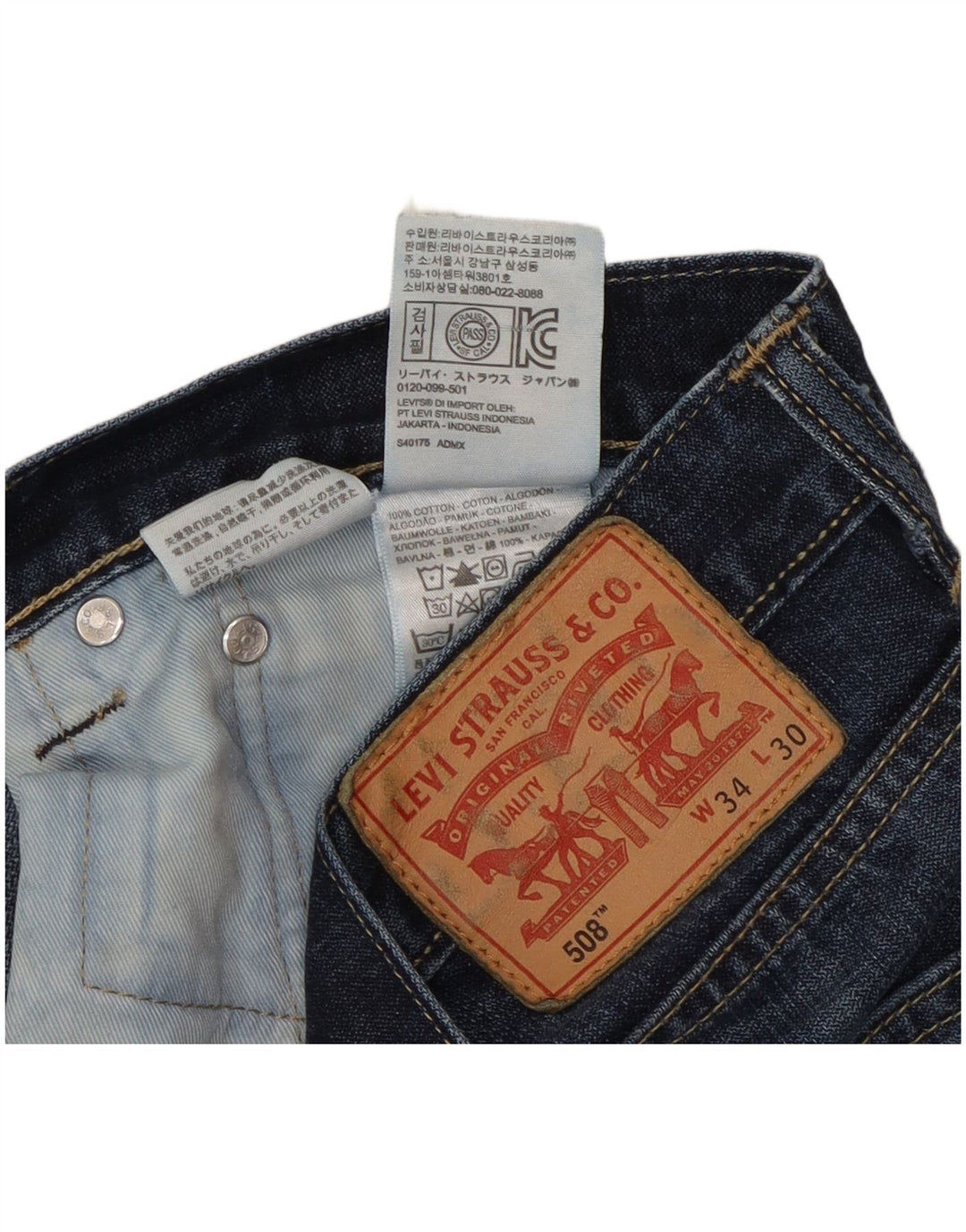 Levi's Herre 508 Regular Tapered Jeans W34 L30 Blue Cotton