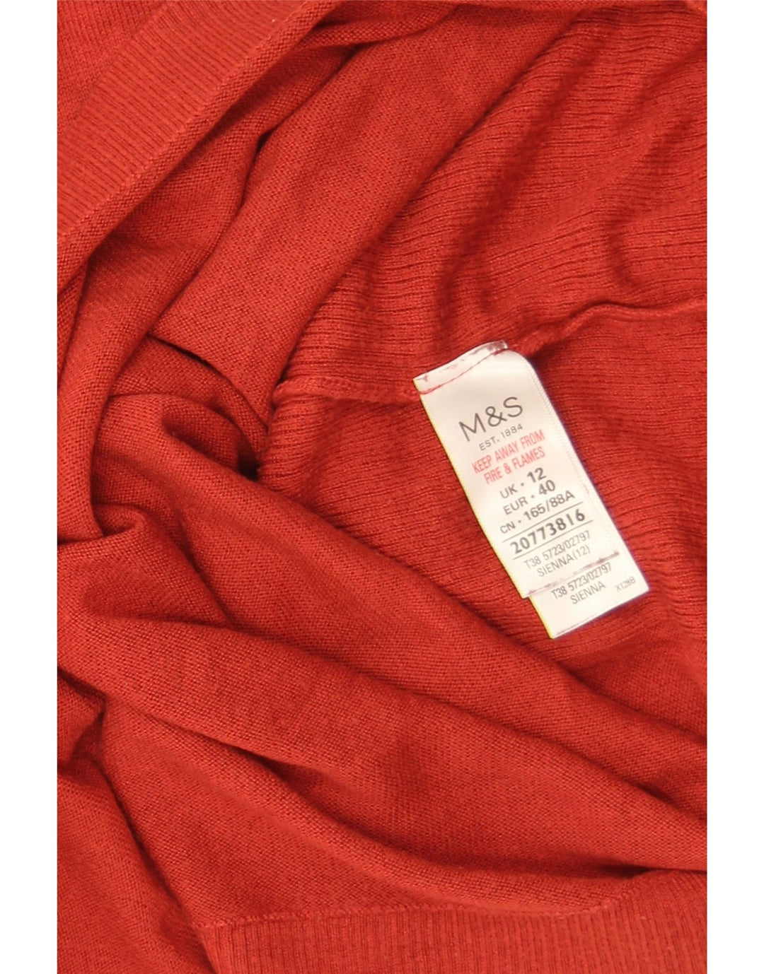 Marks & Spencer Dame Crop Crew Neck Jumper Sweater UK 12 Medium Red