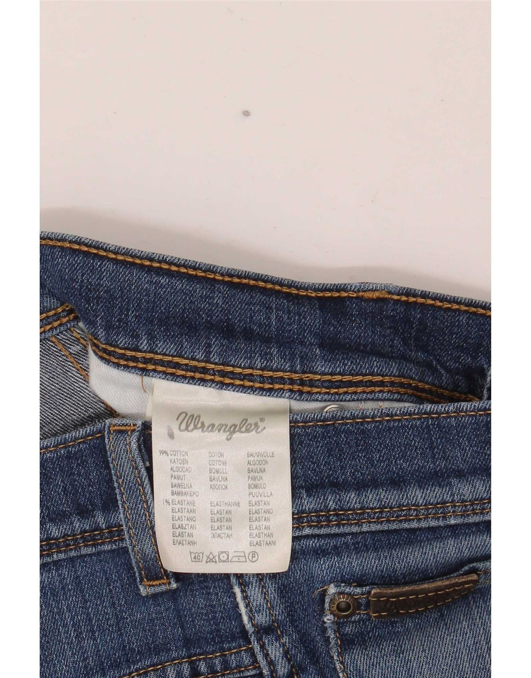 Wrangler Dame Texas Stretch Distressed Straight Jeans W32 L32 Blå Bomuld