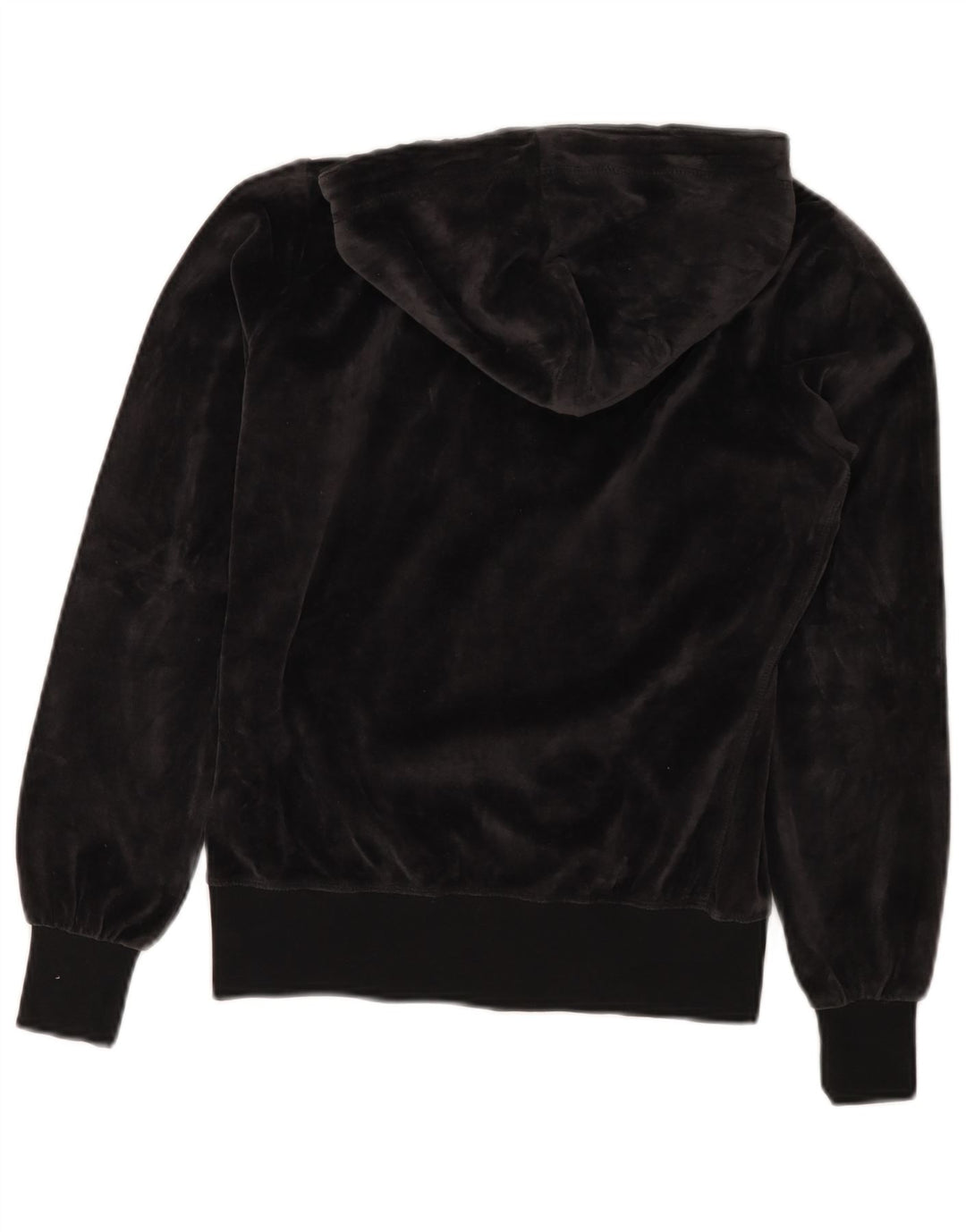 CHAMPION Dame Heritage Fit Velour Hættetrøje Sweater UK 10 Lille Sort