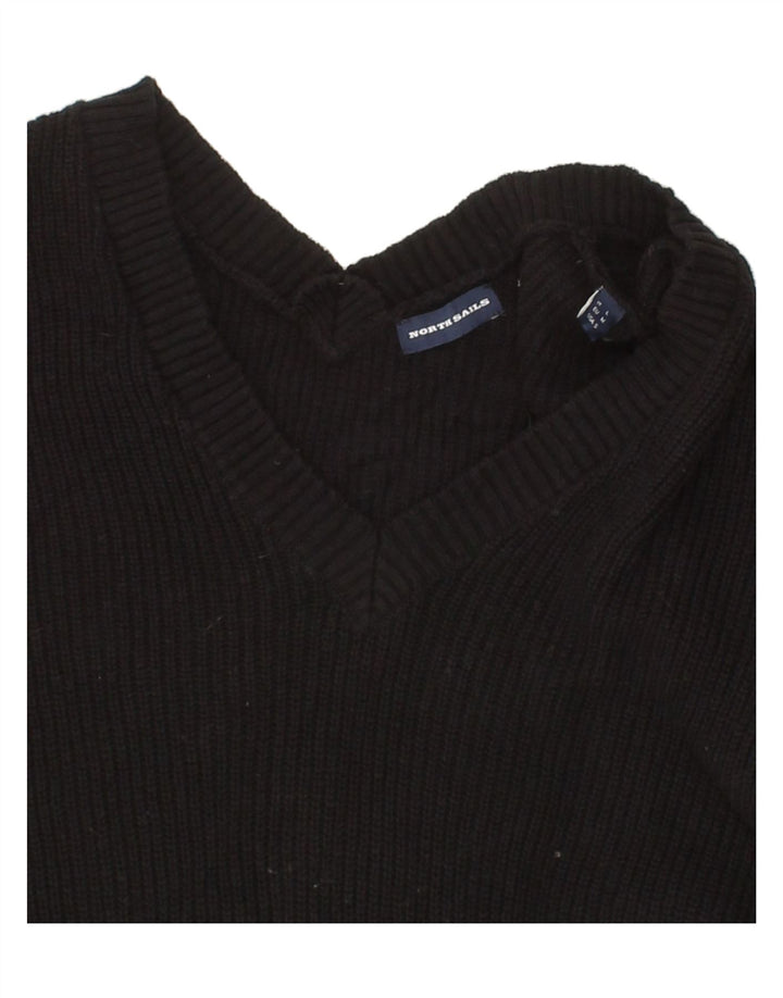 NORTH SAILS Womens Oversized V-Neck Jumper Sweater UK 14 Medium Black Vintage North Sails and Second-Hand North Sails from Messina Hembry 