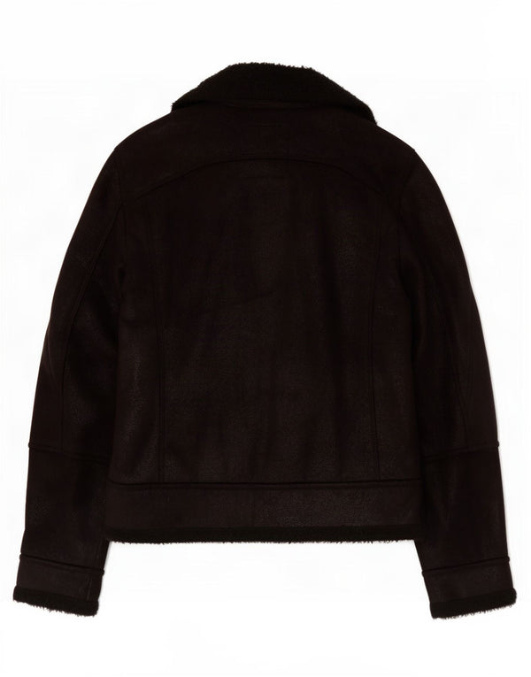 Zara Herre Sherpa Jacket UK 40 Large Black