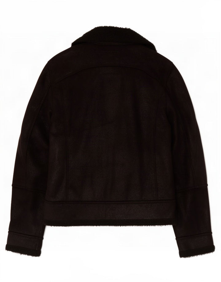 Zara Herre Sherpa Jacket UK 40 Large Black