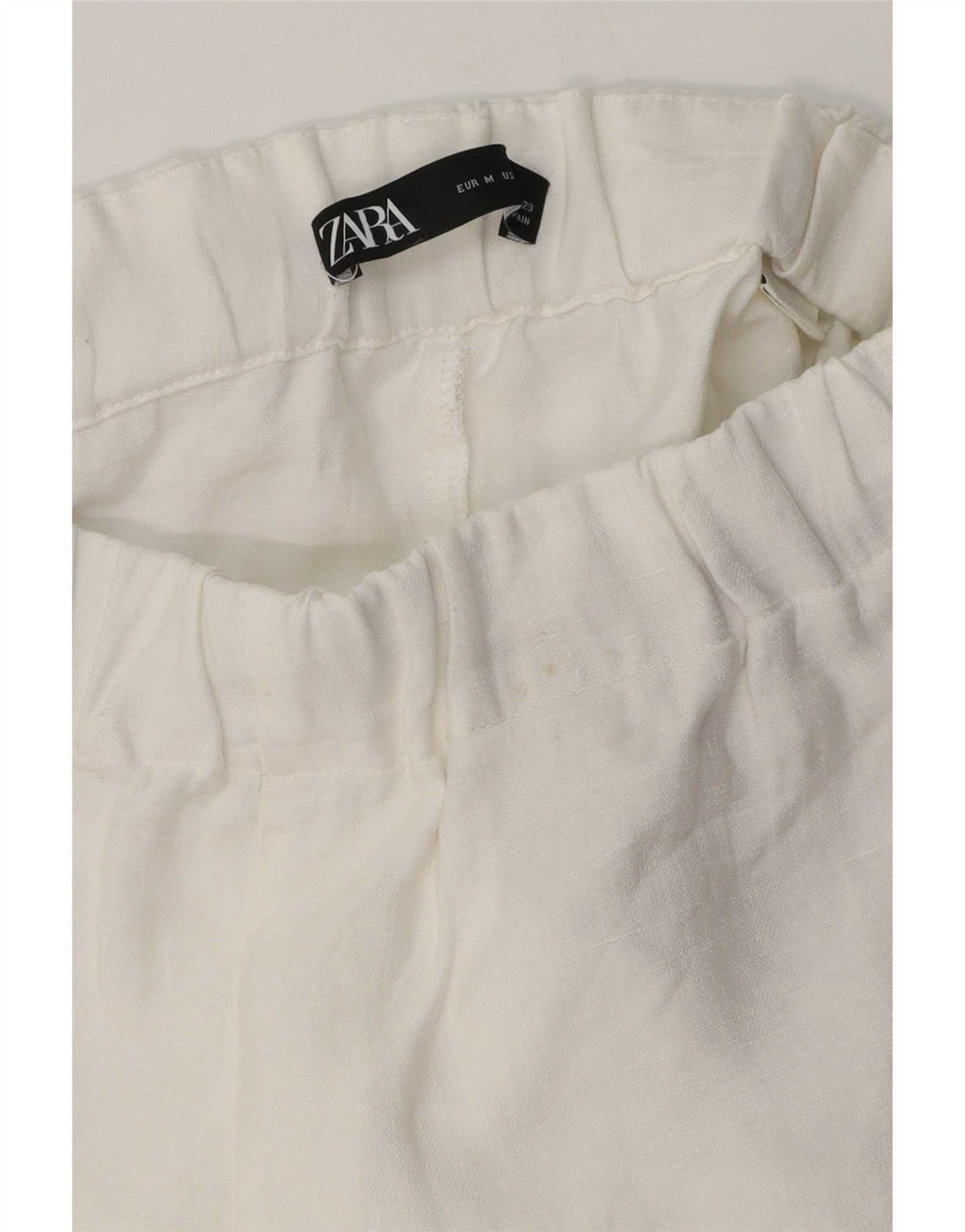 Zara Dame Straight Cropped Trousers Medium W28 L24 White