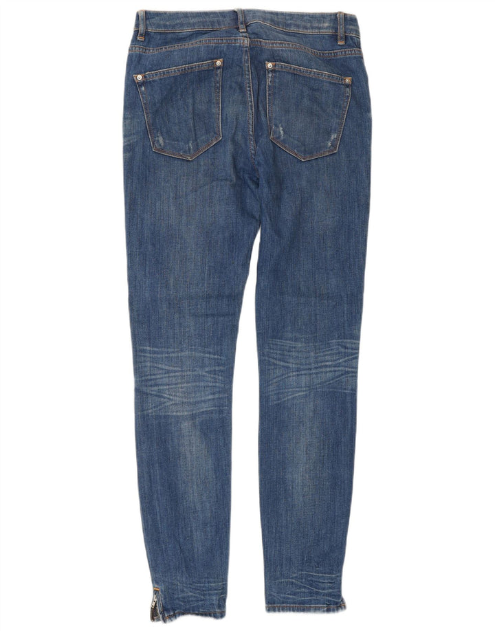 Zara Dame Mid Rise Slim Jeans W26 L29 Blå Bomuld
