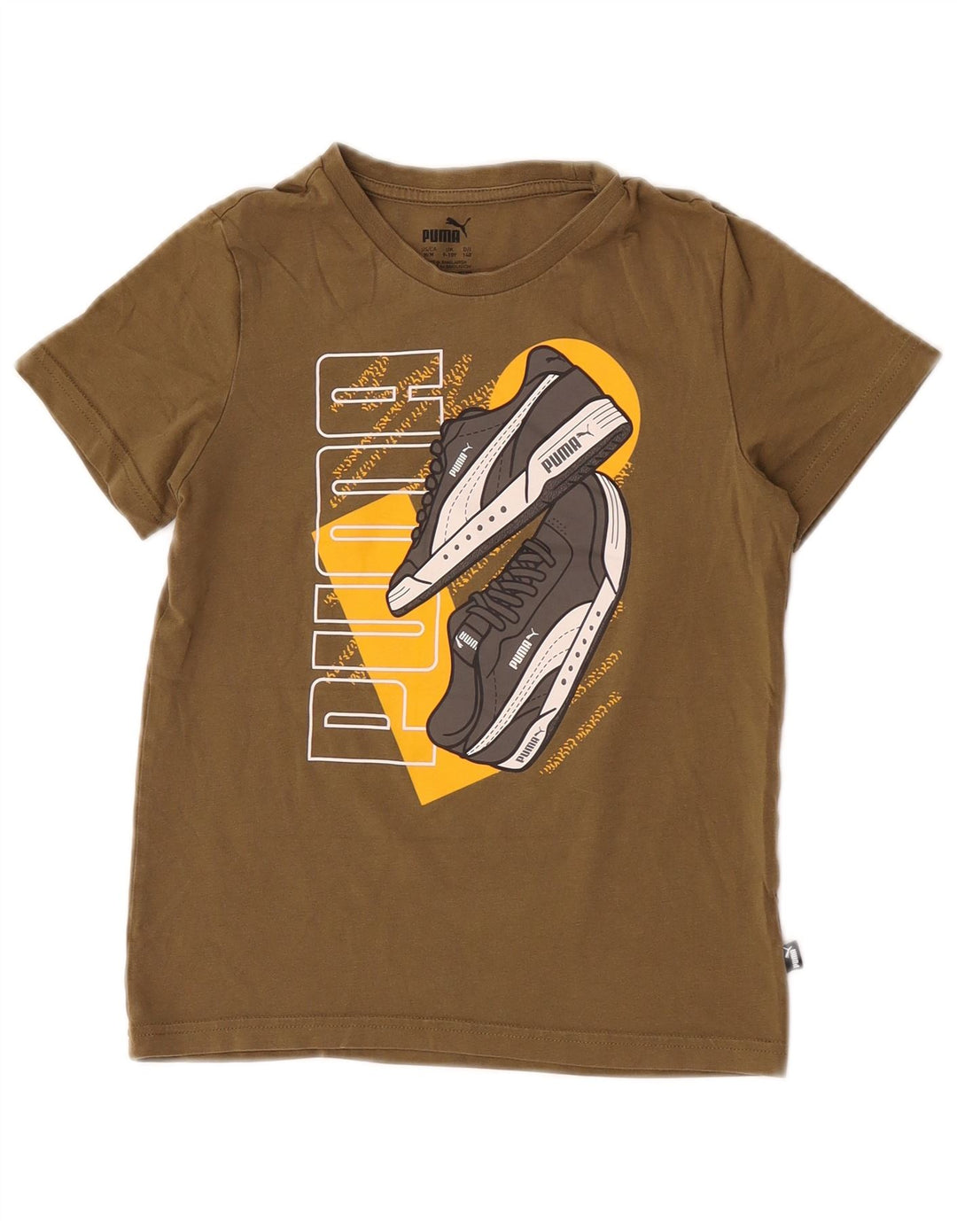 Puma Boys Grafisk T-Shirt Top 9-10 år Khaki