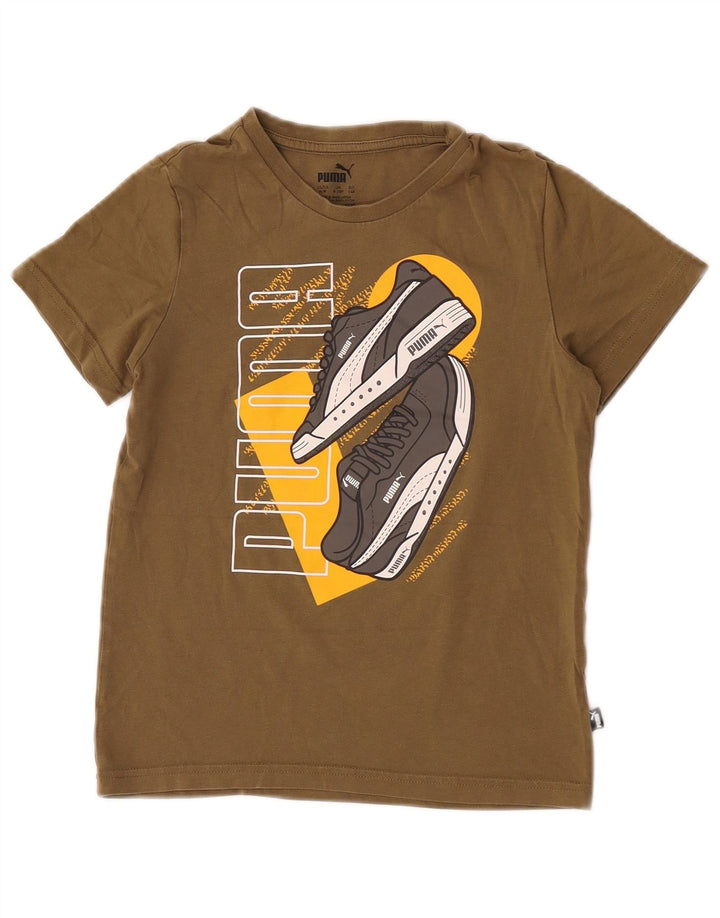 Puma Boys Grafisk T-Shirt Top 9-10 år Khaki