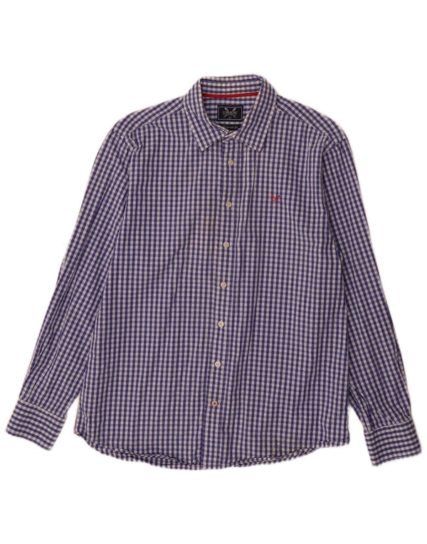 Crew Clothing Herre skræddersyet pasform Skjorte Stor blå Gingham Bomuld