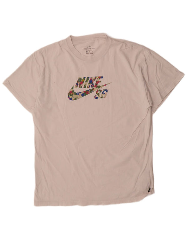 Nike grafisk t-shirt til mænd, medium hvid bomuld