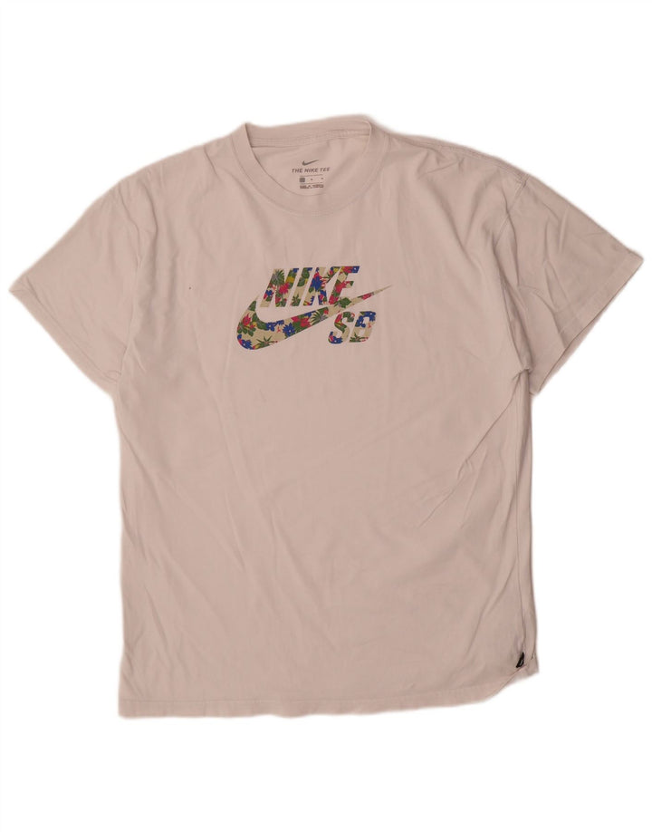 Nike grafisk t-shirt til mænd, medium hvid bomuld