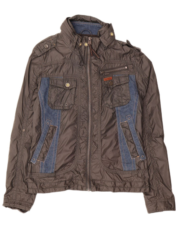 KHUJO Herre Military Jacket UK 40 Large Grå Colourblock Polyamid