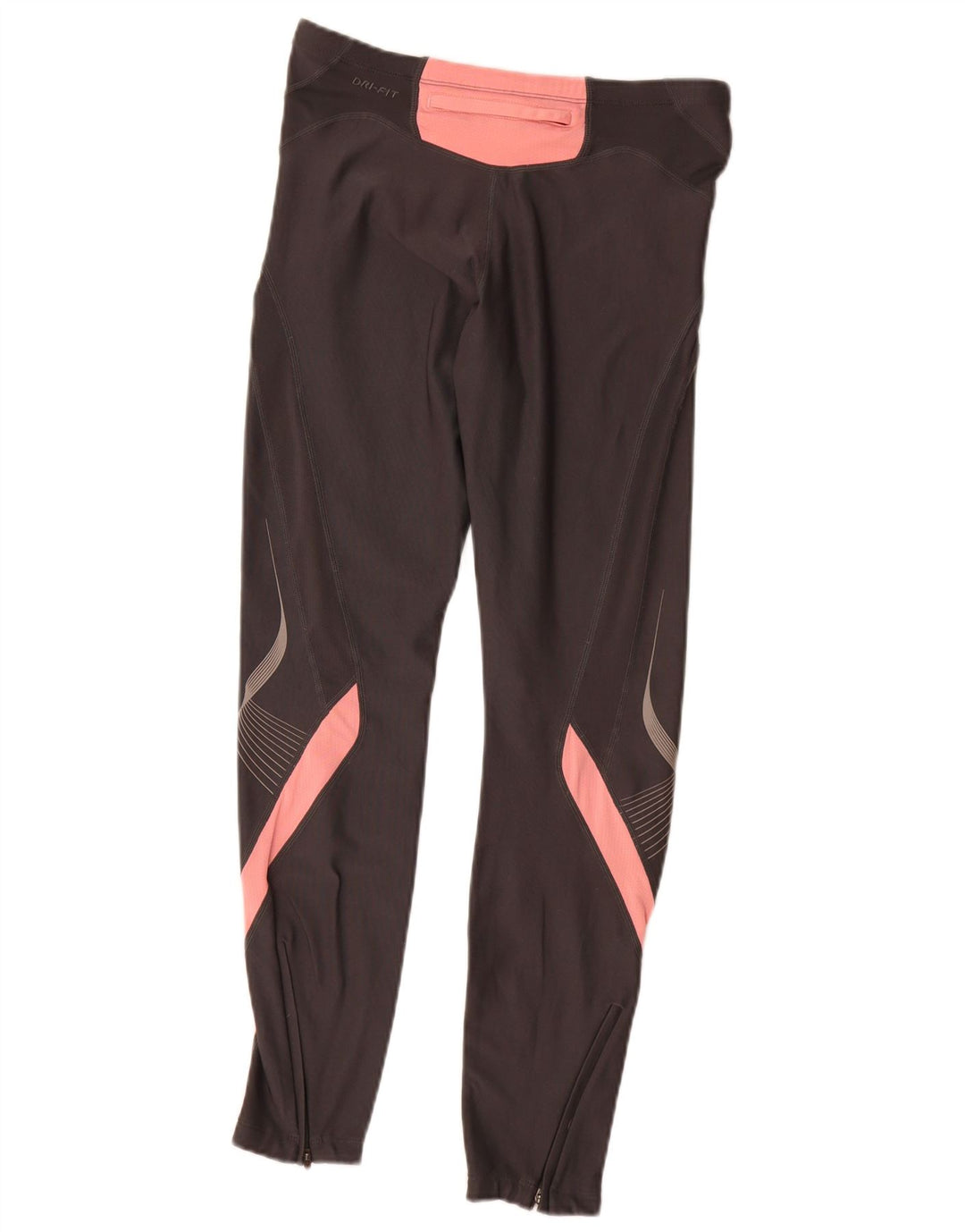 Nike Dame Dri Fit Leggings UK 10/12 Medium Grey Colourblock