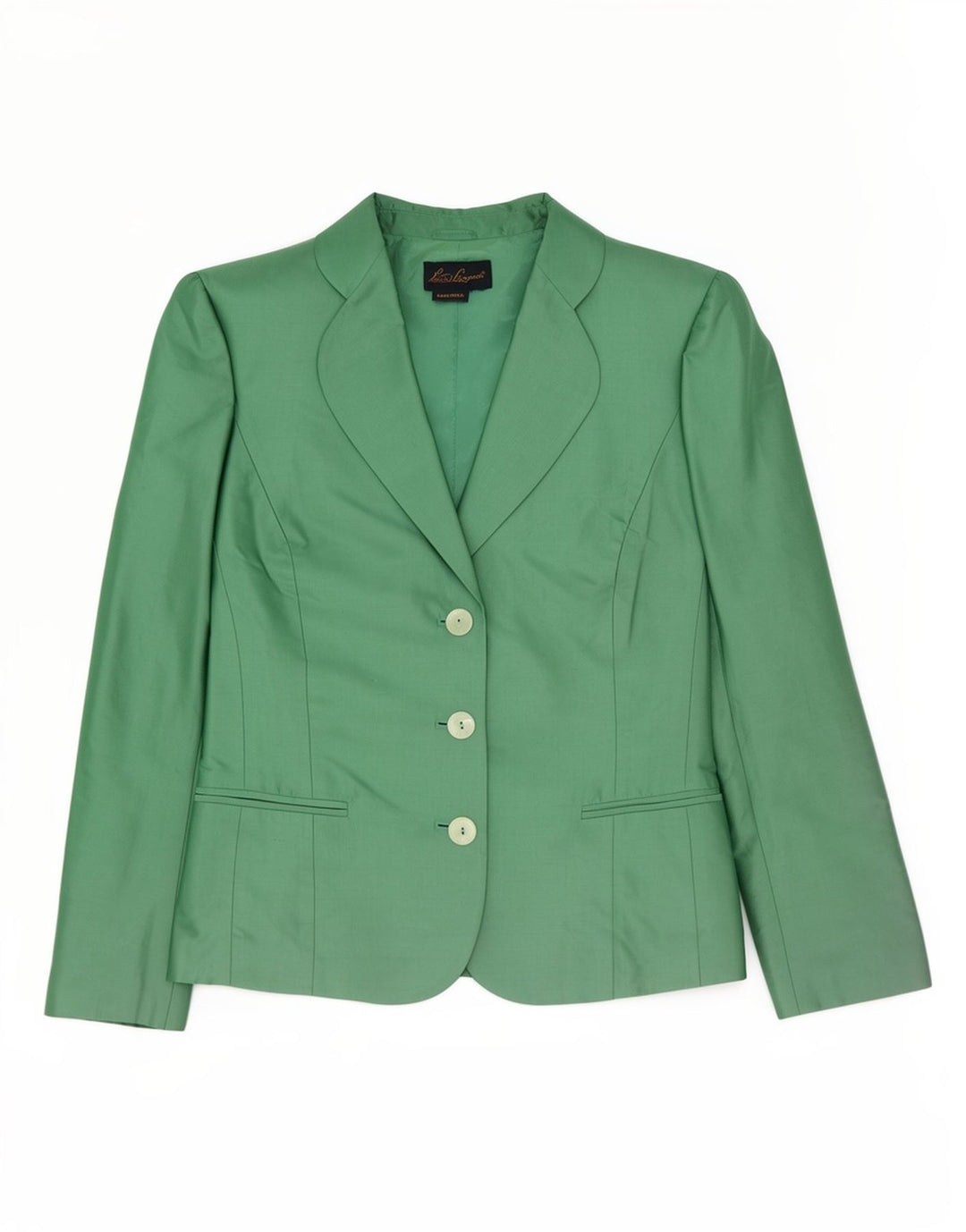 Luisa Spagnoli Dame 3 Button Blazer Jacket UK 14 Medium Green Silke