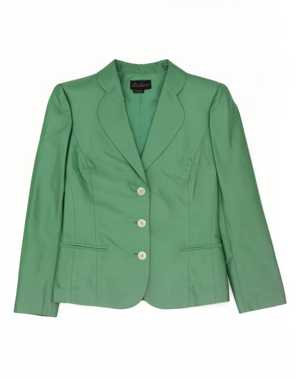 Luisa Spagnoli Dame 3 Button Blazer Jacket UK 14 Medium Green Silke