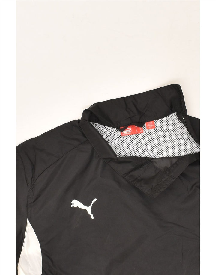 PUMA Boys Graphic Pullover Tracksuit Top 11-12 Years Black Colourblock | Vintage Puma | Thrift | Second-Hand Puma | Used Clothing | Messina Hembry 