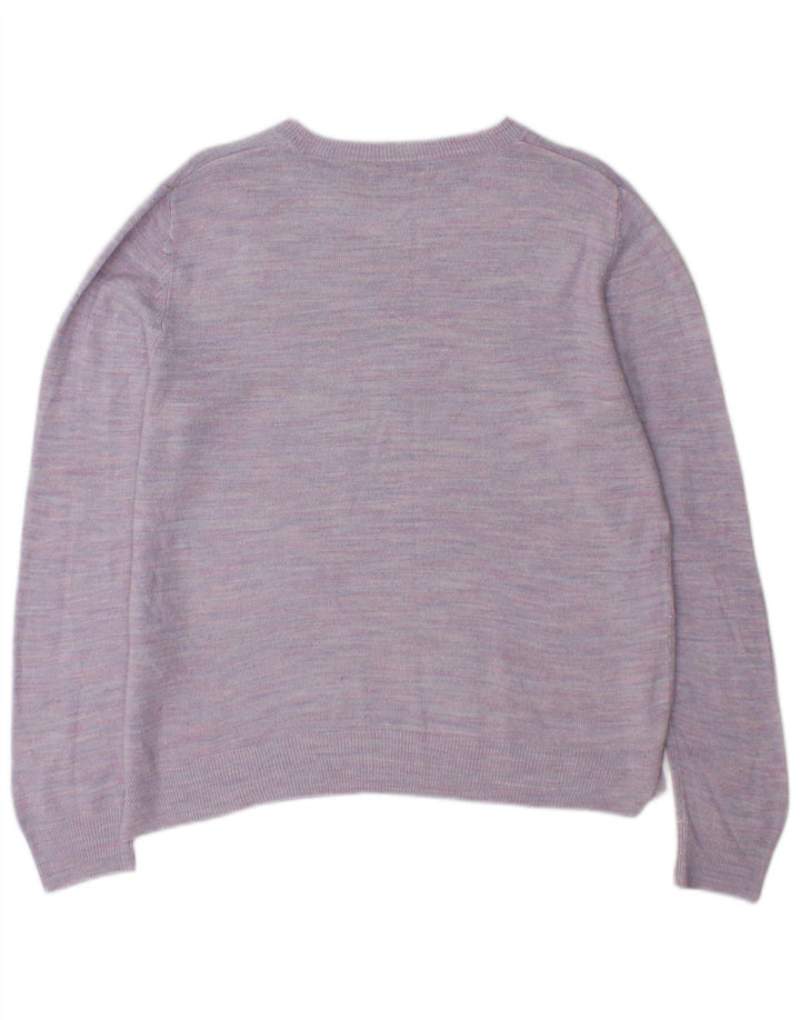 Marks & Spencer Dame sweater med rund hals DK 12 Medium Lilla Flecked