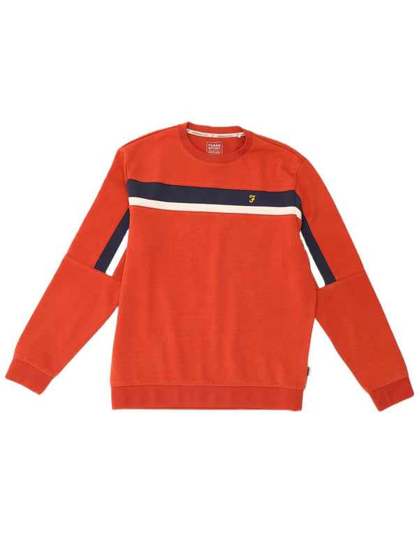 Farah Herre sweatshirt Jumper Medium Orange Colourblock Bomuld