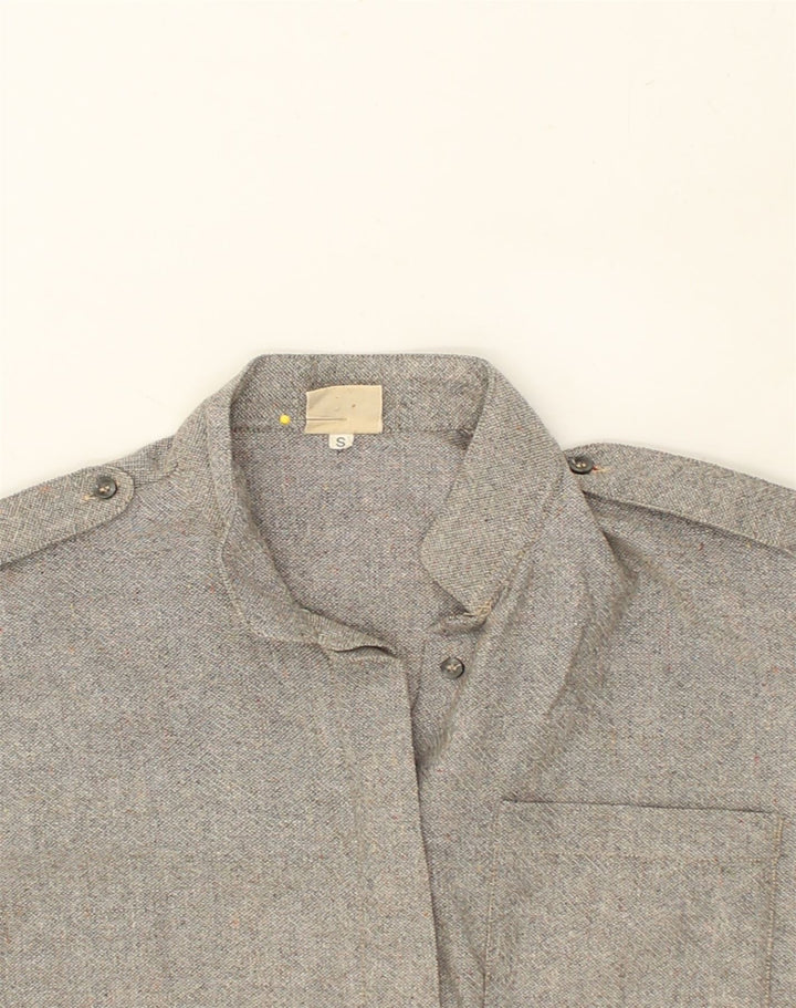 VINTAGE Womens Military Shirt UK 10 Small Grey Polyester | Vintage Vintage | Thrift | Second-Hand Vintage | Used Clothing | Messina Hembry 