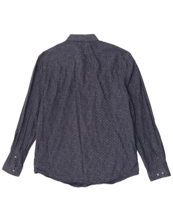 Jack & Jones Herre Premium skjorte størrelse 44 XL Marineblå plettet bomuld