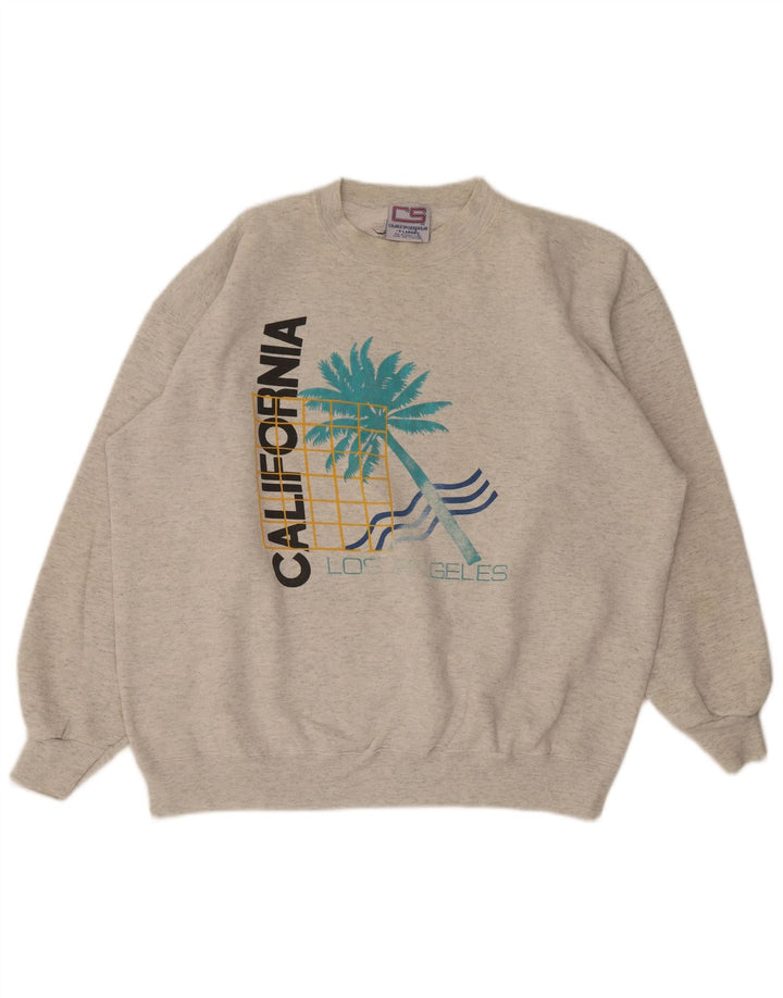 Vintage Herre Grafisk Sweatshirt Jumper XL Grå Bomuld