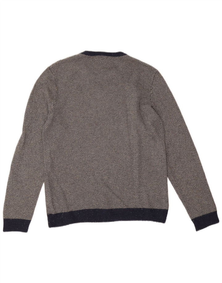 Lacoste Herre Crew Neck Jumper Sweater Størrelse 4 Medium Navy Blue Flecked Wool