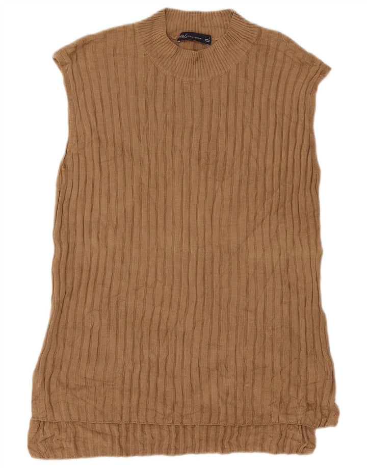 Marks & Spencer Dame Oversized Vest Tank Top UK 10 Small Brown Viscose