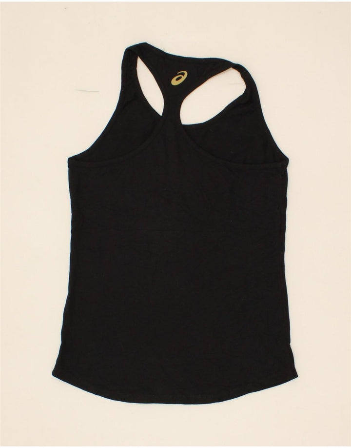 ASICS Womens Boston Graphic Vest Top UK 12 Medium Black Cotton Vintage Asics and Second-Hand Asics from Messina Hembry 
