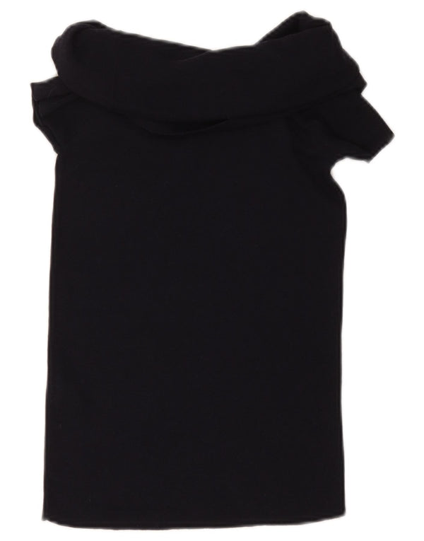 ZARA Womens Crop Bluse Top UK 12 Medium Black Viscose