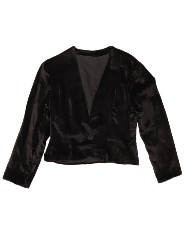 Vintage Dame Velvet Bolero Jacket UK 10 Small Black