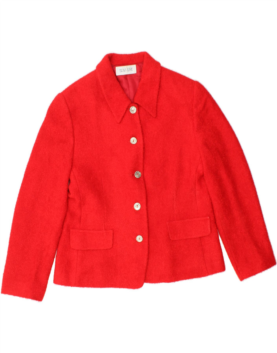 VINTAGE Womens 5 Button Blazer Jacket UK 12 Medium Red Acetate Vintage Vintage and Second-Hand Vintage from Messina Hembry 