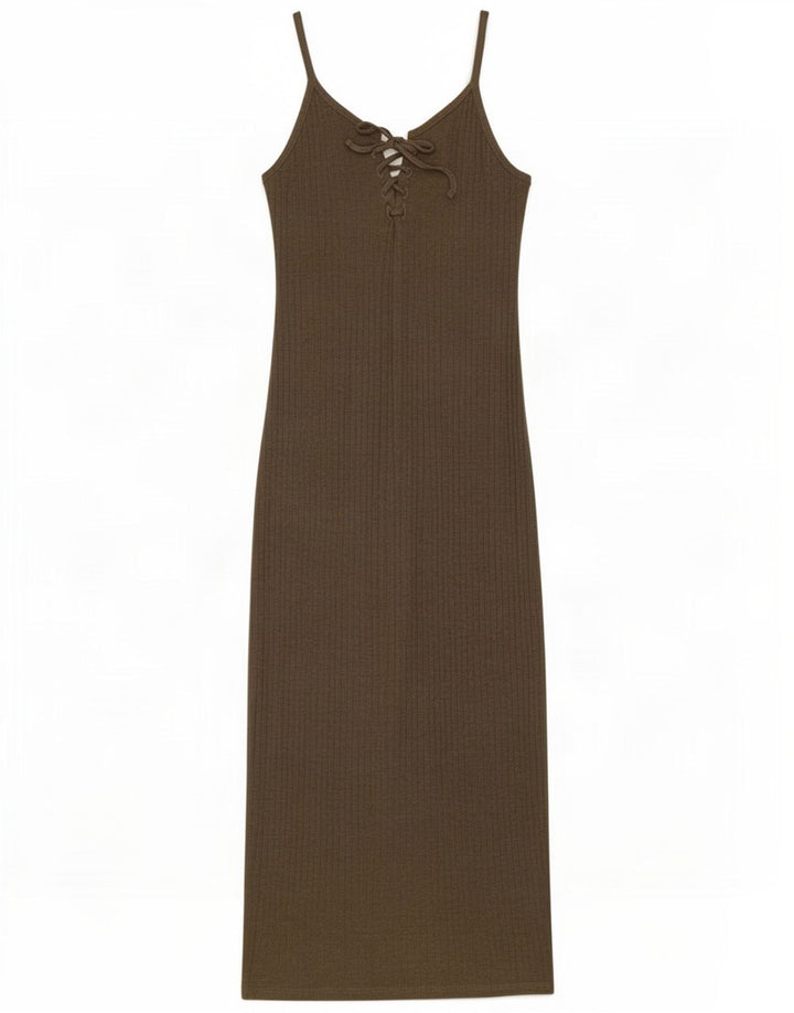 Topshop Dame Slip Dress UK 8 Small Khaki Polyester