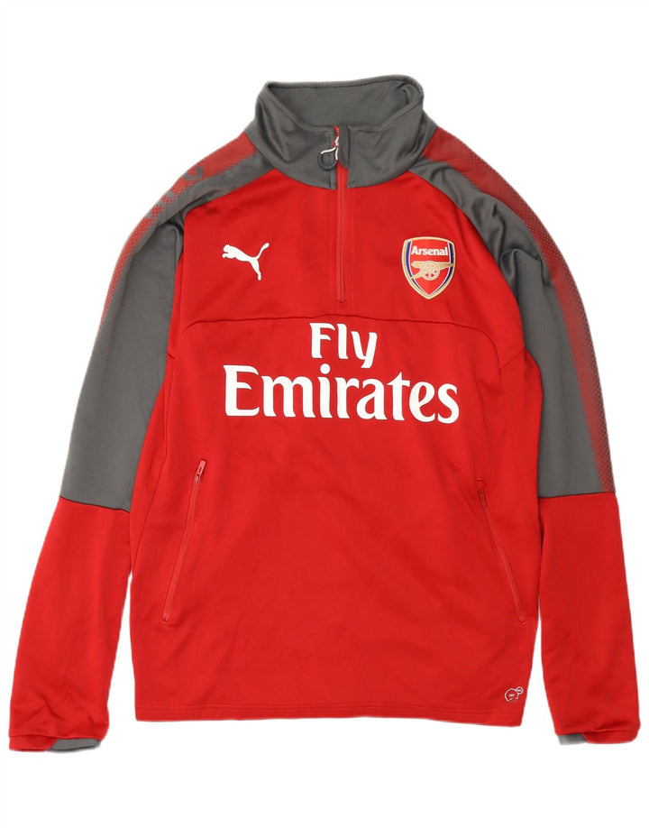 Puma Herre Arsenal Grafisk Pullover Træningsdragt Top Stor Rød Colourblock