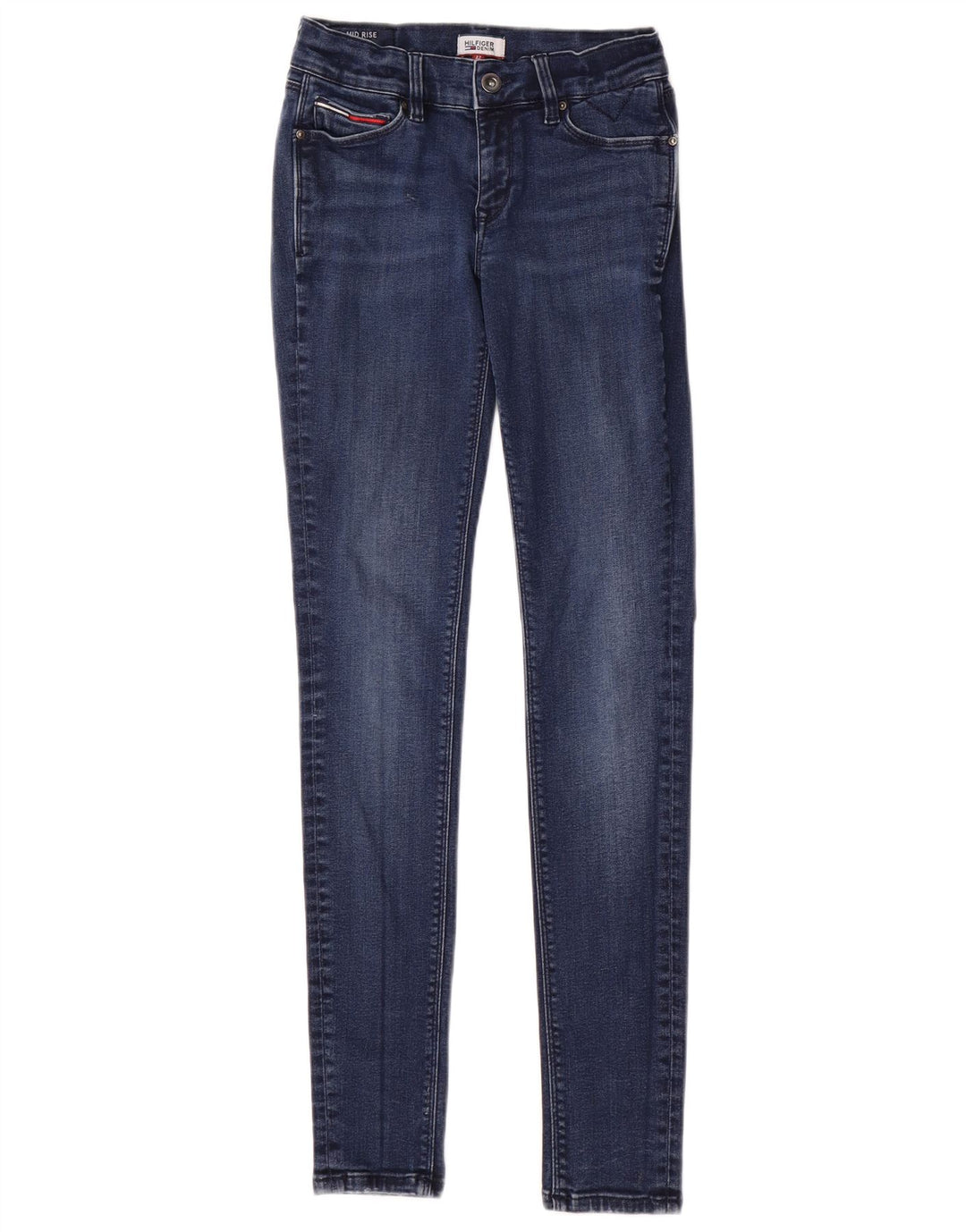 TOMMY HILFIGER Dame Mid Rise Skinny Jeans W27 L30 Blå Bomuld