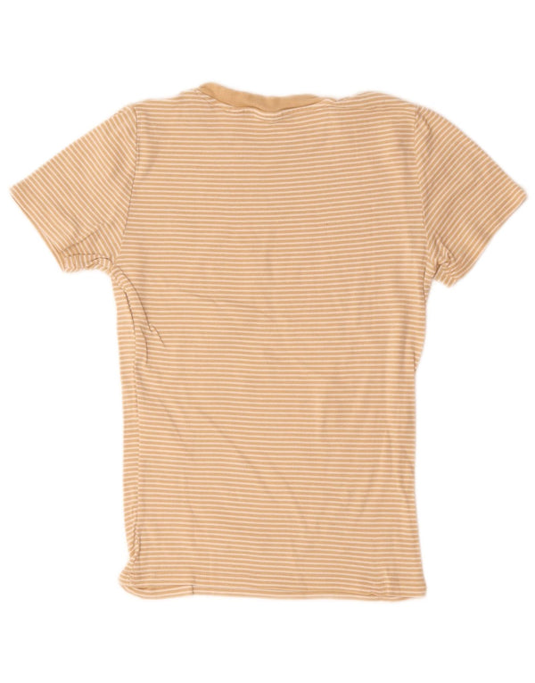 Levi's Dame T-Shirt Top UK 8 Small Beige Nålestribet Bomuld