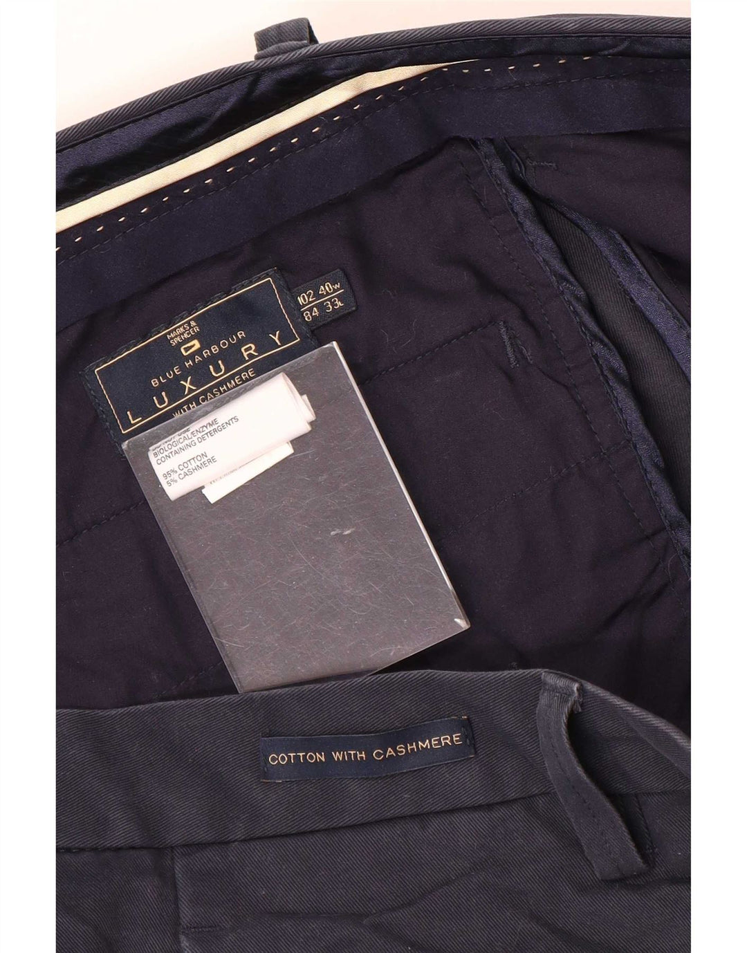 Marks & Spencer Herre Blue Harbor Straight Suit Bukser W40 L33 Navy