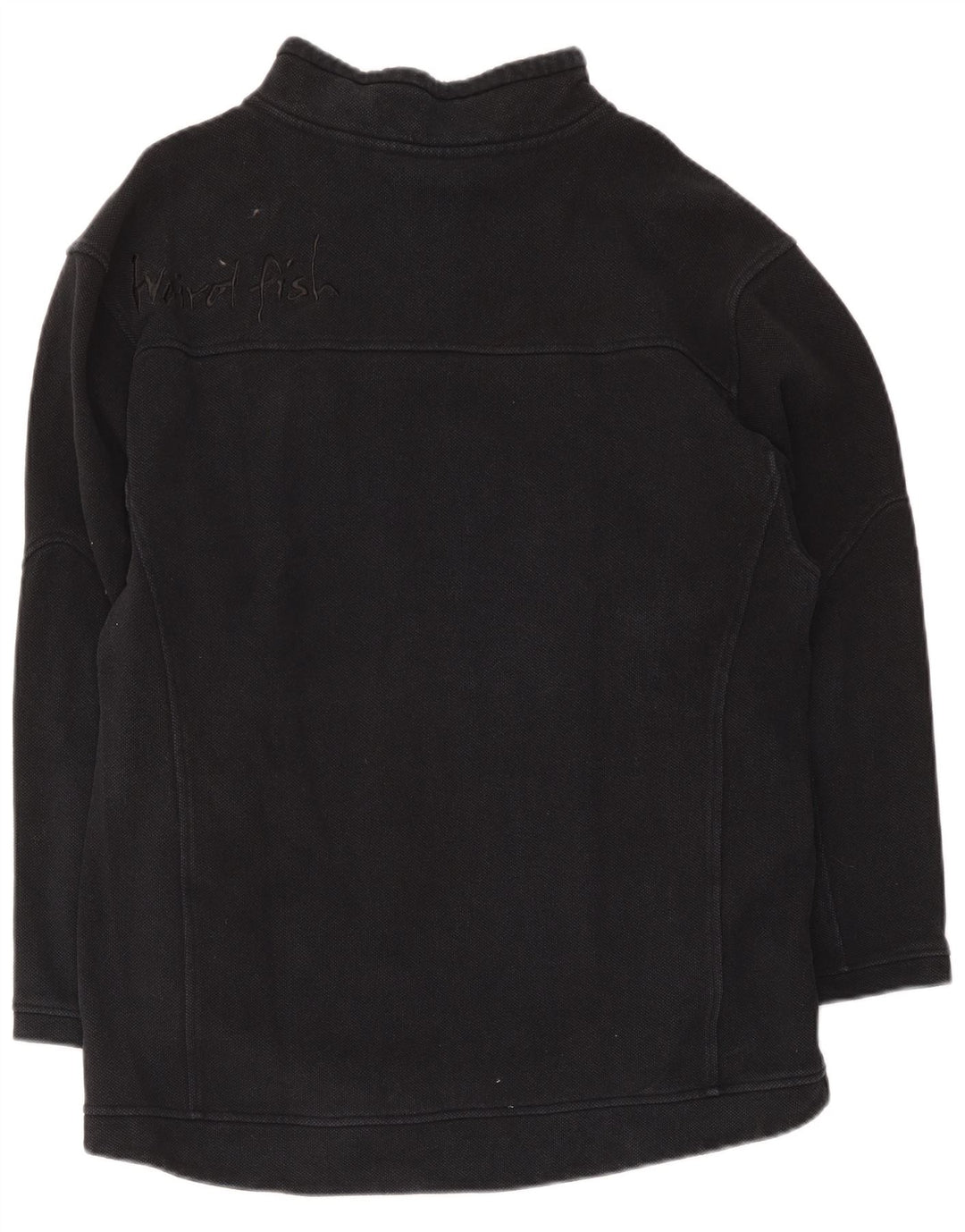Weird Fish Herre Grafisk Zip Neck Sweatshirt Jumper Stor Sort Bomuld