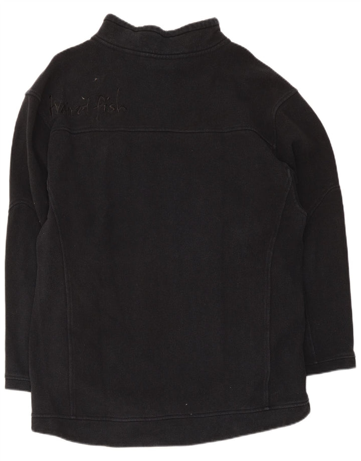 Weird Fish Herre Grafisk Zip Neck Sweatshirt Jumper Stor Sort Bomuld