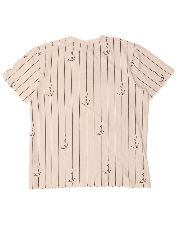 Karl Kani Herre grafisk T-shirt top 2XL hvid stribet bomuld