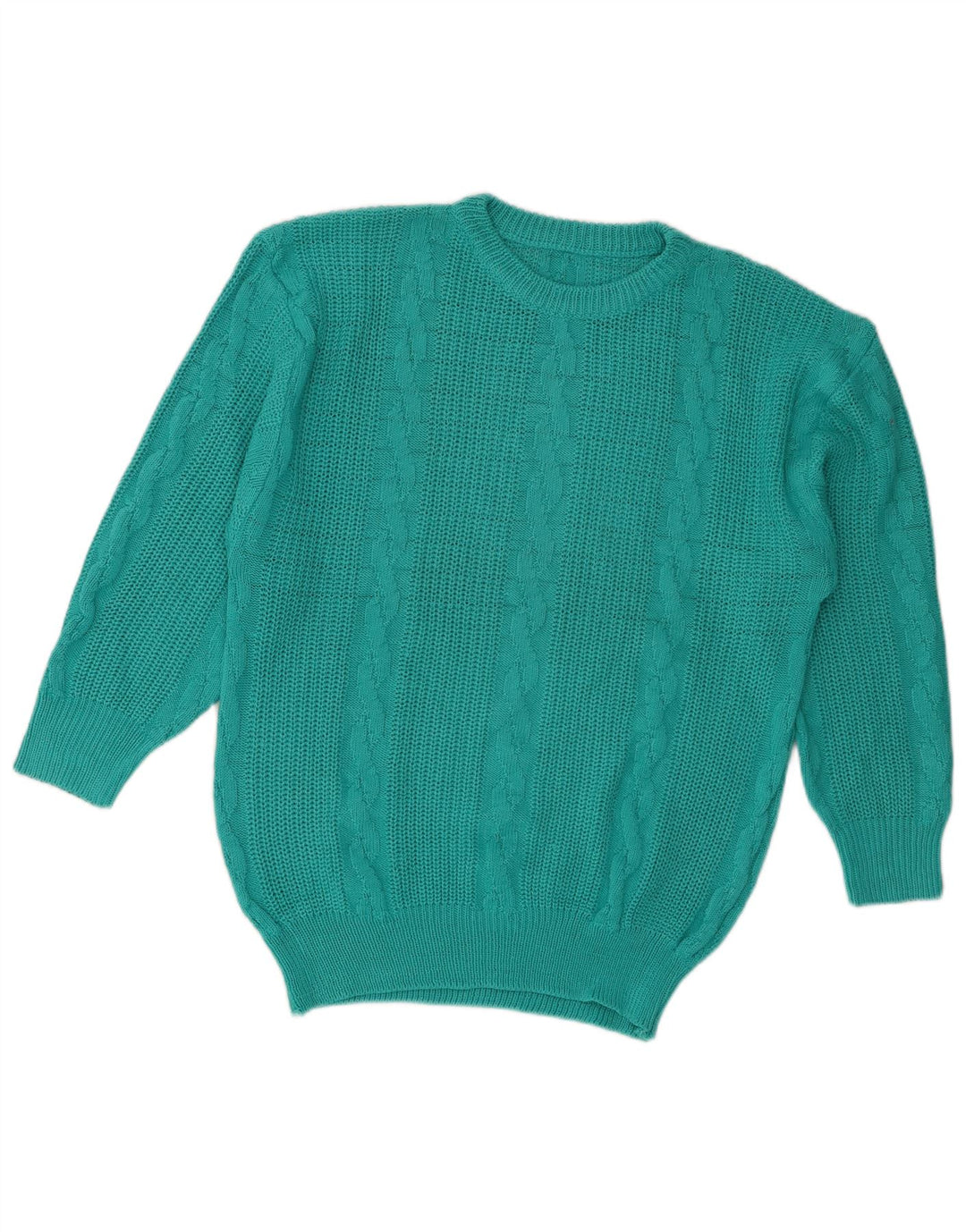 Vintage dame sweater med rund hals DK 16 Stor turkis
