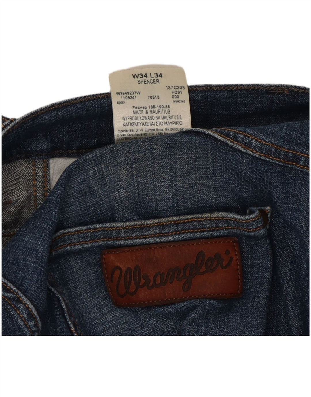 Wrangler Herre Spencer Straight Jeans W34 L29 Blå Bomuld