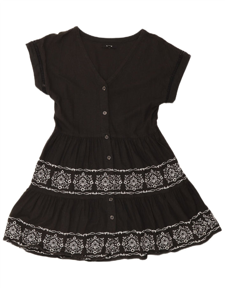 Næste Damekjole UK 12 Medium Black Floral Linen