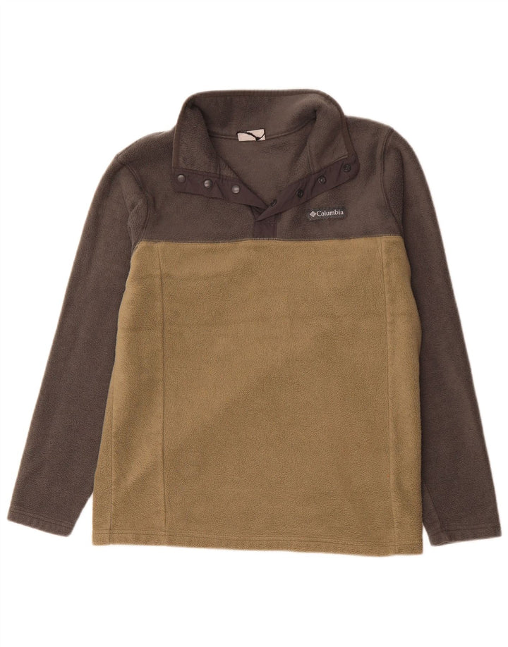 Columbia Herre Button Neck Fleece Jumper Medium Beige Colourblock Polyester