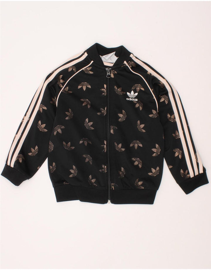 Adidas piger grafisk træningsdragt topjakke 3-4 år sort polyester