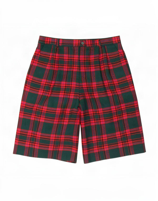 Lucia Kvinder Højtaljet Pegged Bermuda Shorts UK 16 Large W28 Grøn Plaid