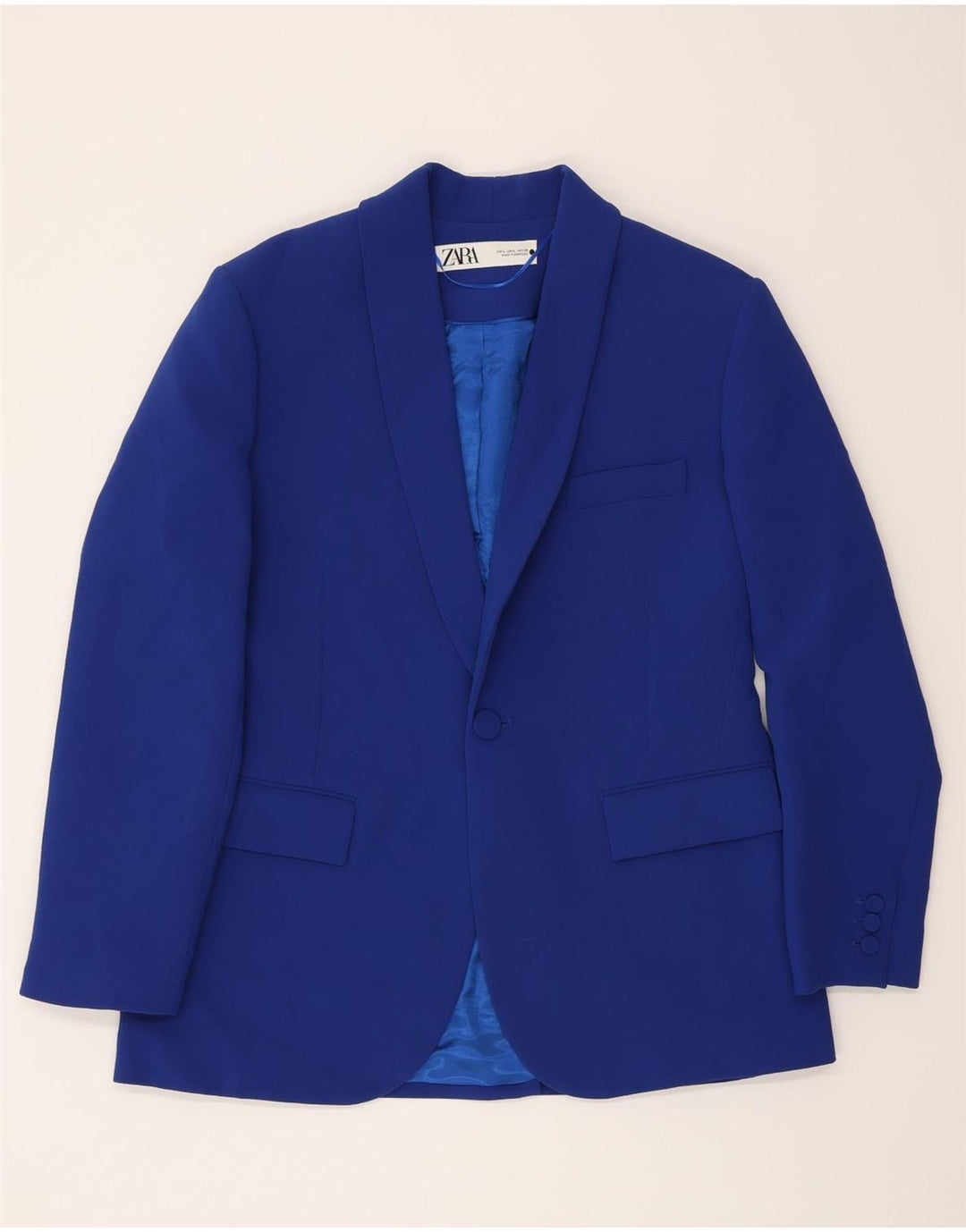 Zara Herre 1-knap blazerjakke UK 40 Large Blue Viscose