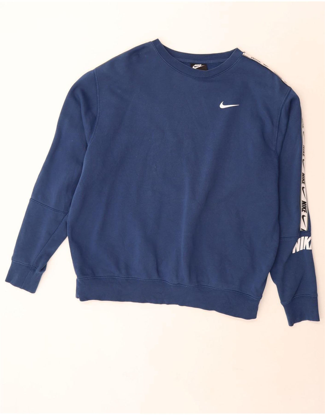 NIKE Herre Grafisk Standard Fit Sweatshirt Jumper Stor Blå Bomuld